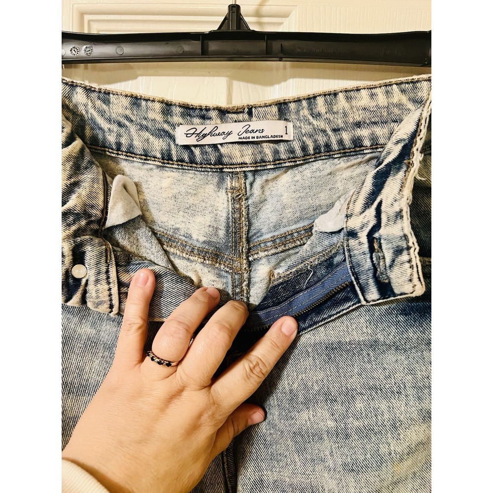 Highway Jeans Juniors Size 1 Distressed Ripped Denim Grunge High Rise Wide Leg - Picture 4 of 9